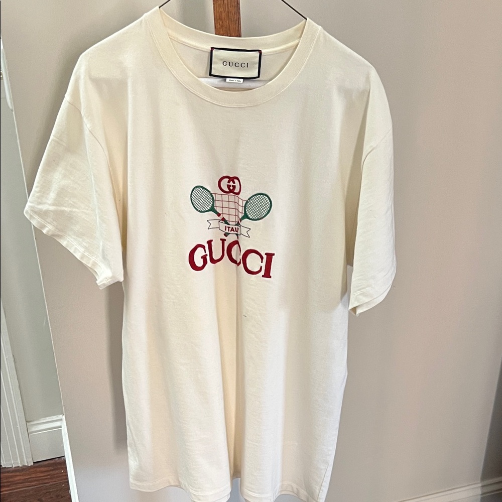 Gucci Ivory Tennis Graphic Tee Size L